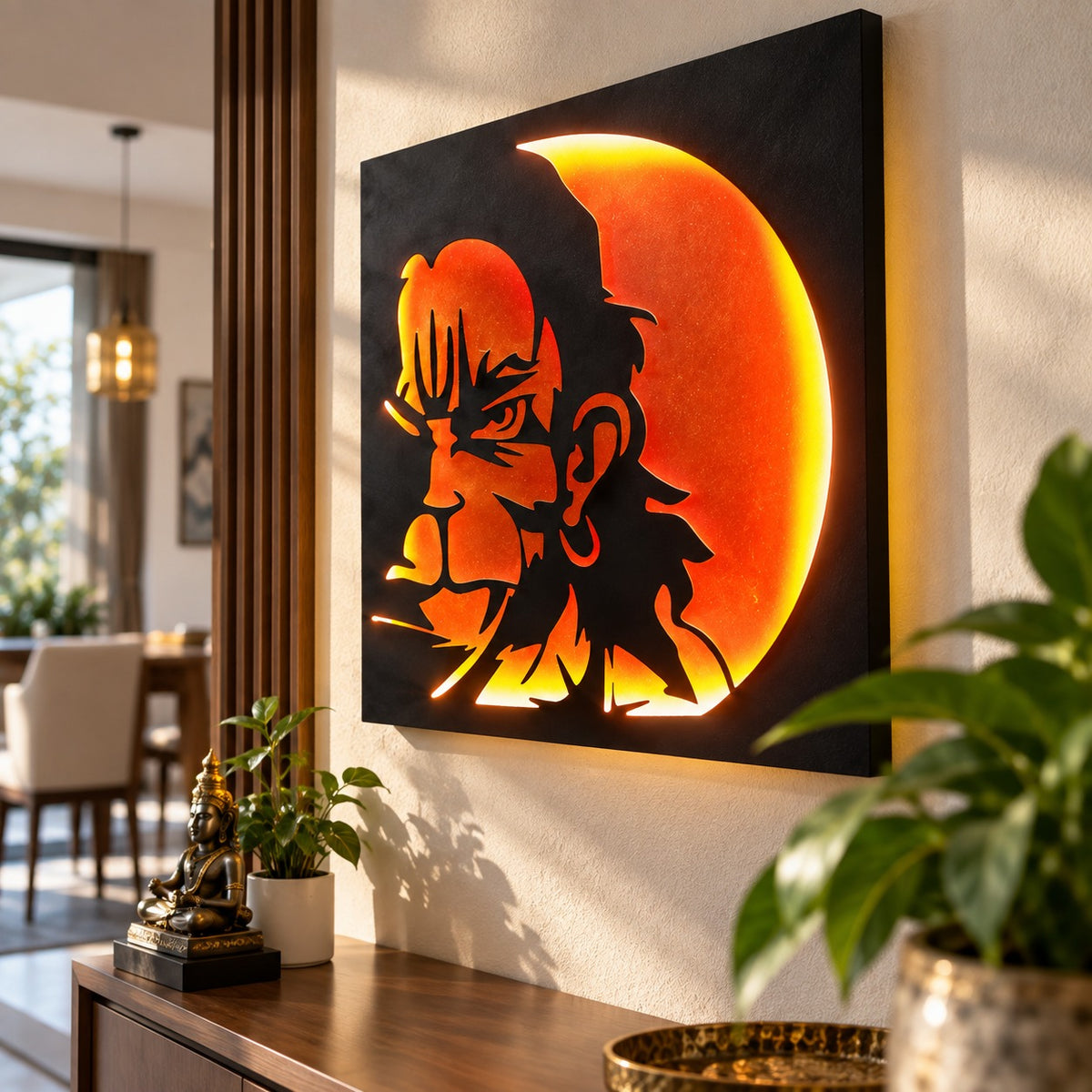 Lord Hanuman LED Wall Art | Premium Backlit Religious Home Decor