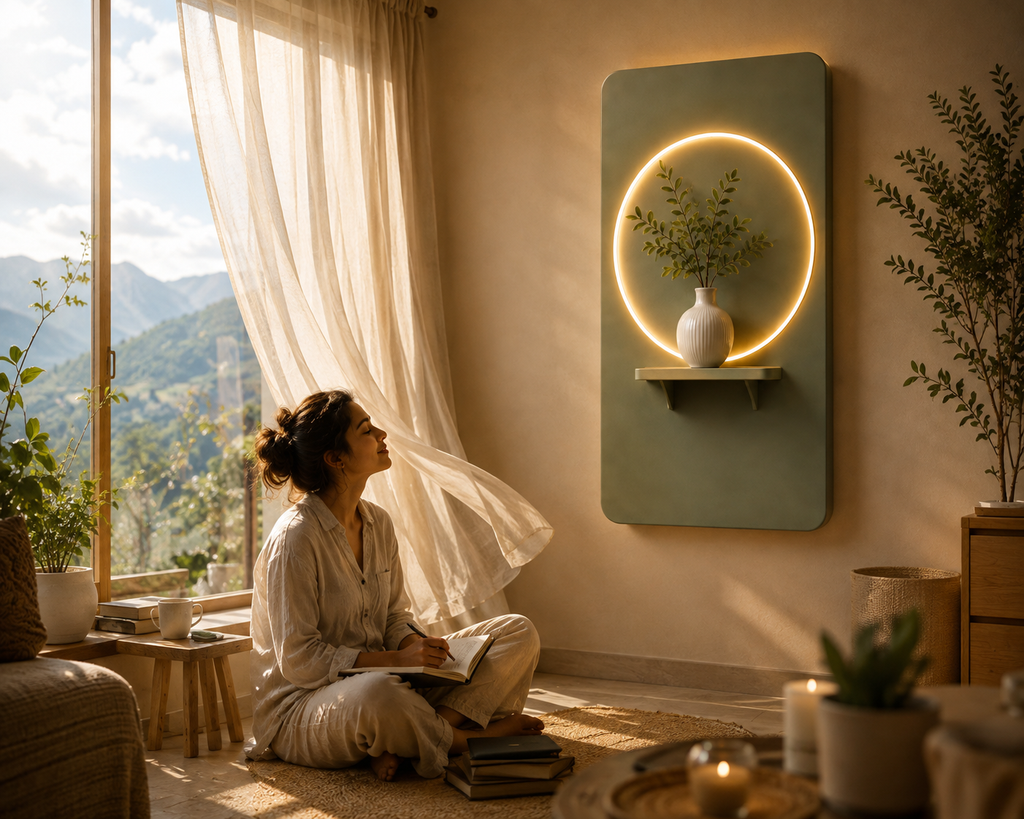 Sage Green Circle Glow LED Wall Art