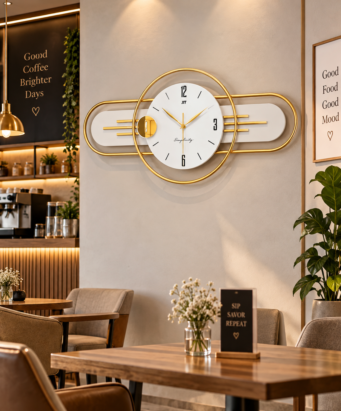 Elegant White & Gold Designer Wall Clock
