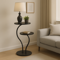 OWESCO Modern 2-Tier Metal Side Table with Curved Stand – Lamp & Accent Table for Living Room po