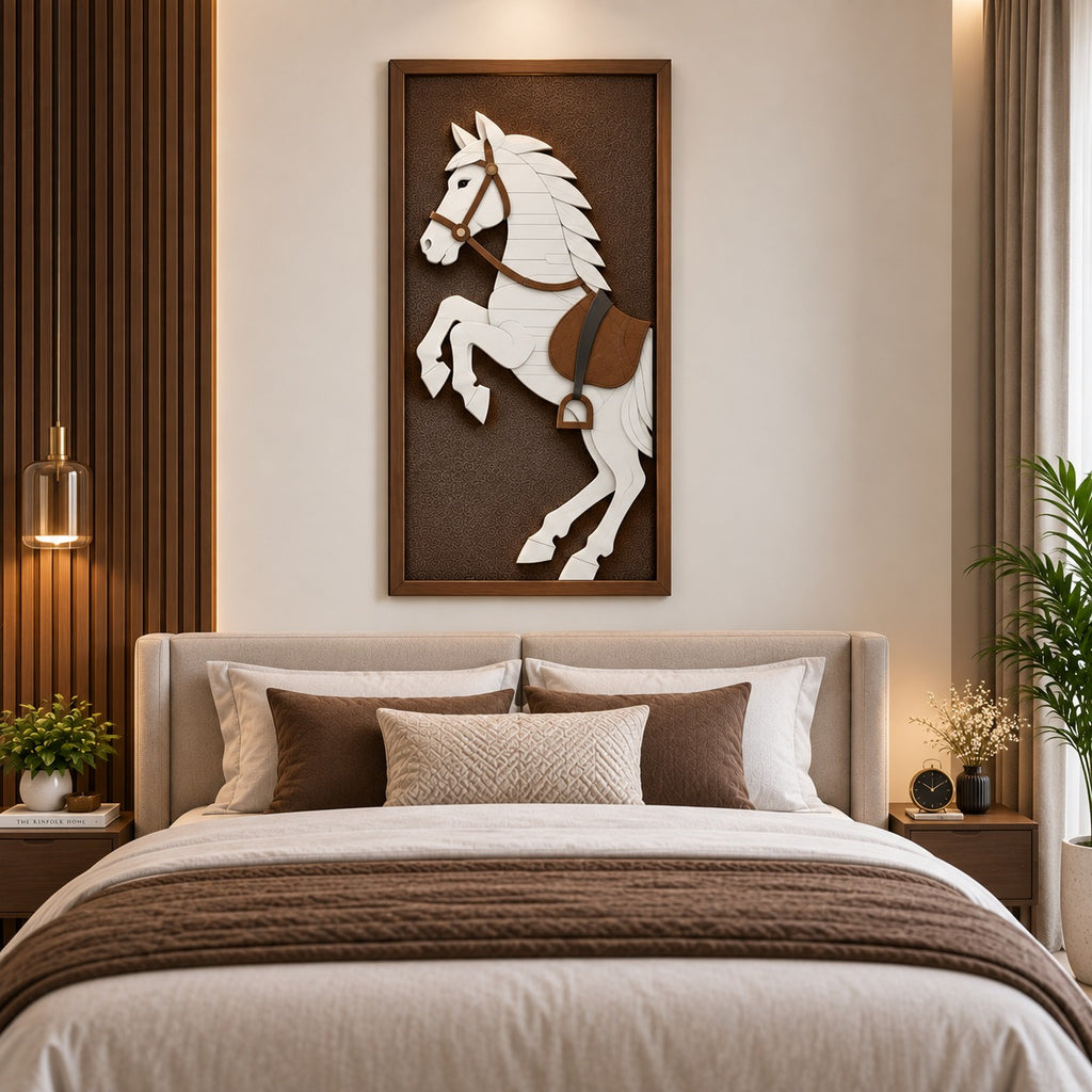 Royal White Horse 3D Wall Art – Luxury Horse Wall Decor