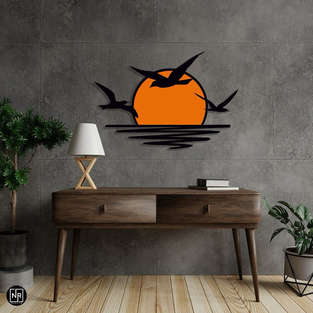 🌅 Sunset Birds Backlit Wall Art