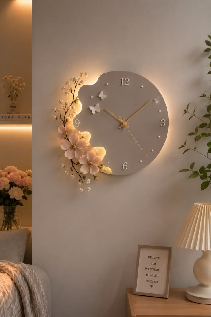 🌸 Elegant Floral Designer Wall Clock