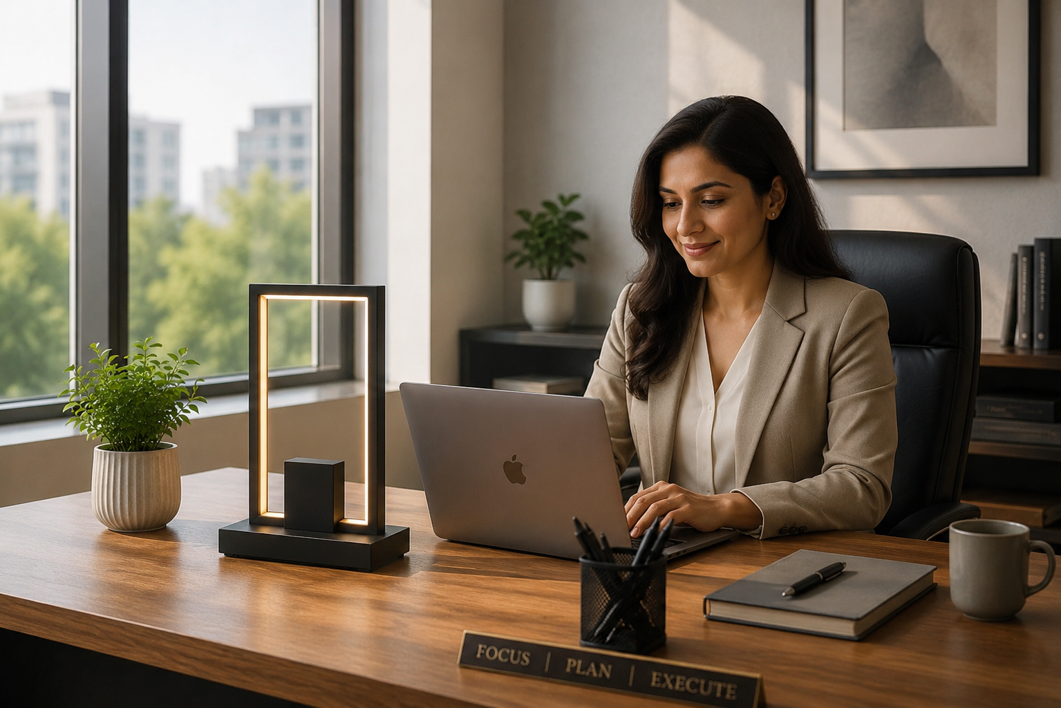 Modern Geometric LED Table Lamp | Minimalist Desk Light for Home & Office
