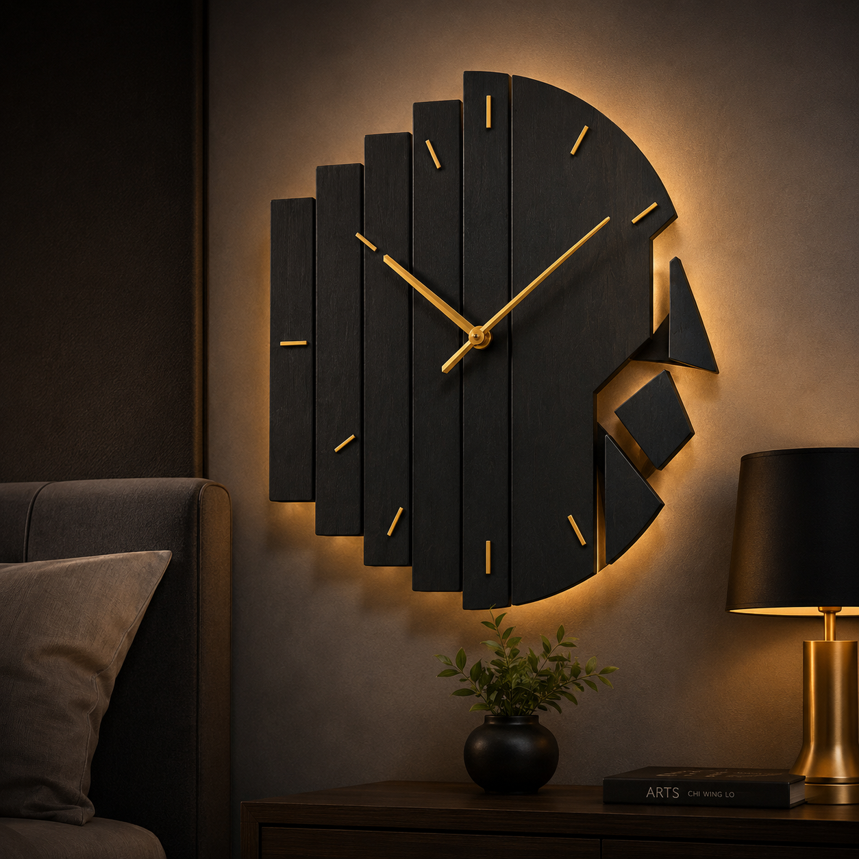 Luxury All-Black 3D Wall Clock