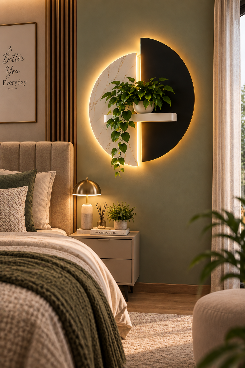 Luna LED Wall Art with Shelf