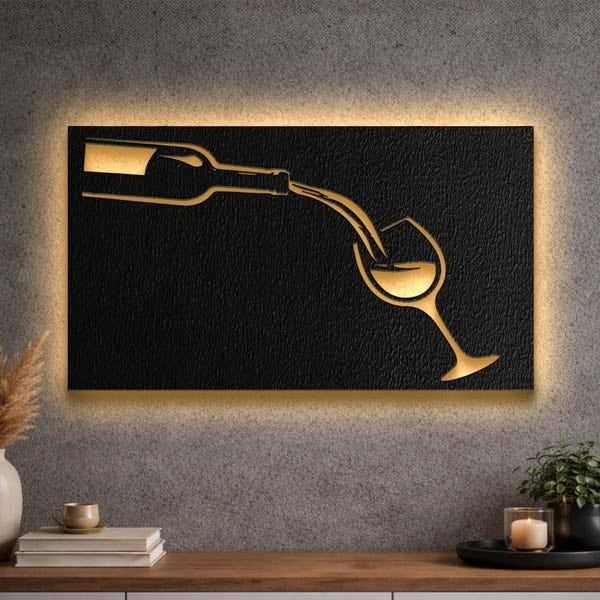 Golden Wine Glass Wall Art