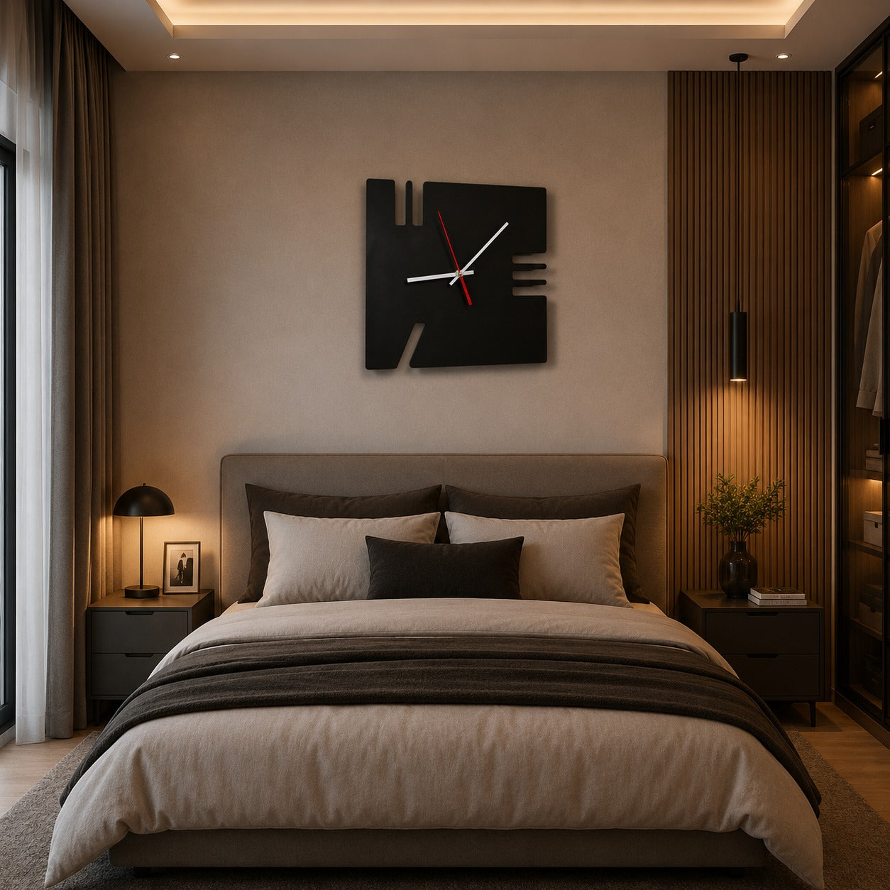 Modern Black Geometric Wall Clock 🖤