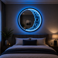 MoonGlow RGB LED Wall Mirror – Blue Edition