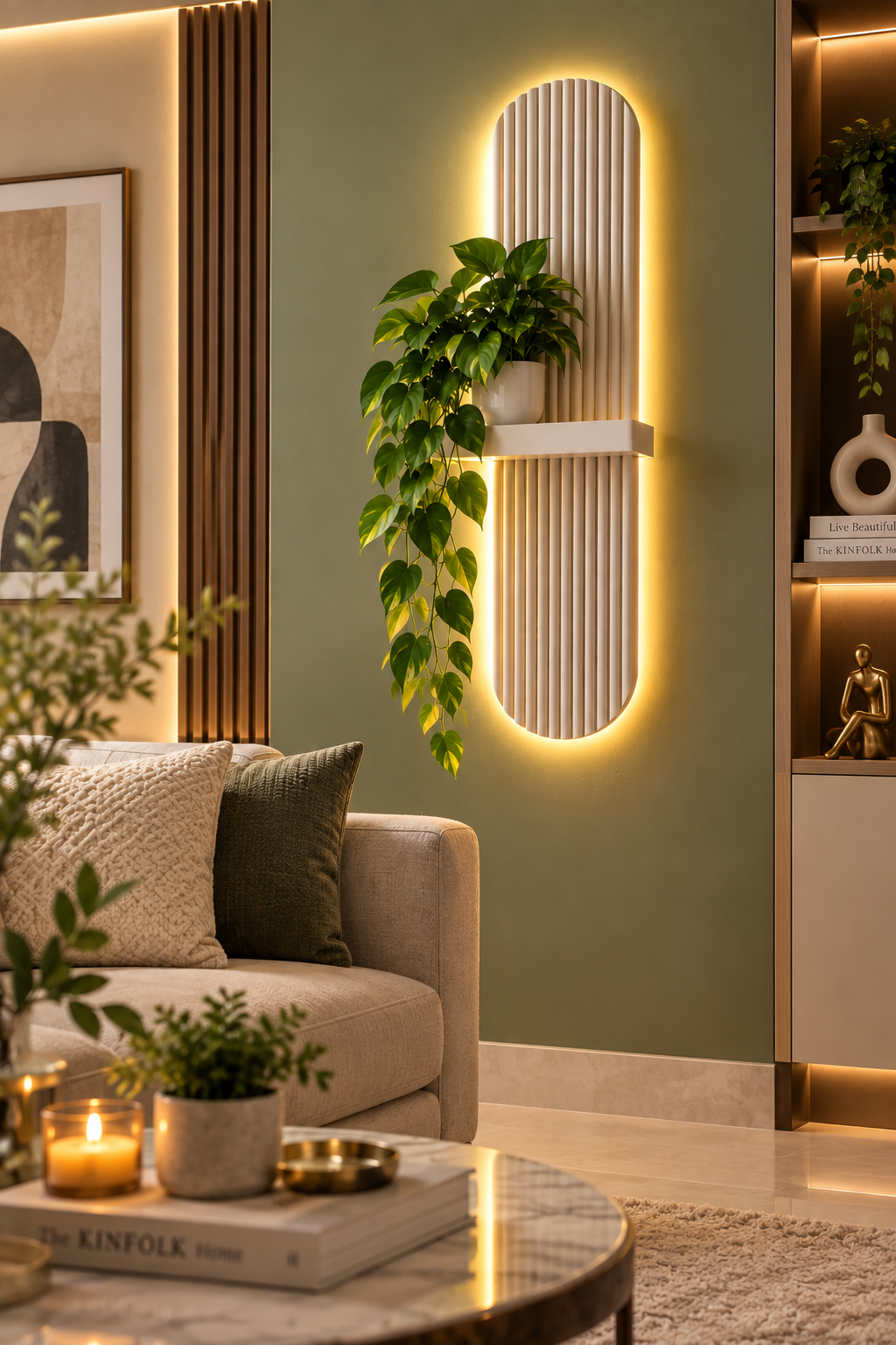 Ray LED Wall Decor with Plant Shelf