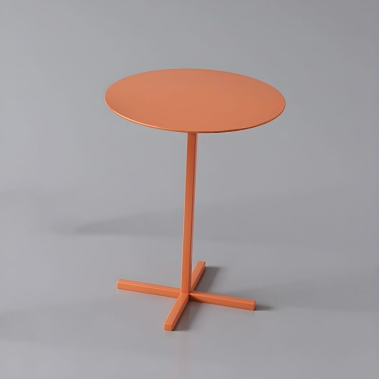 Scandinavian round metal side table with plinth base, standard height