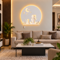 Meditating Woman LED Wall Art – Moon & Stars Backlit Wooden Decor