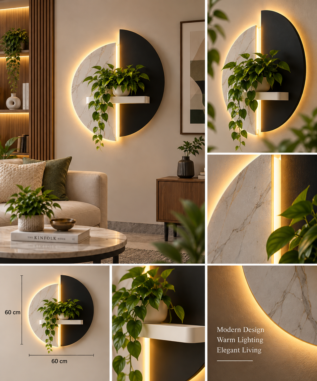 Luna LED Wall Art with Shelf