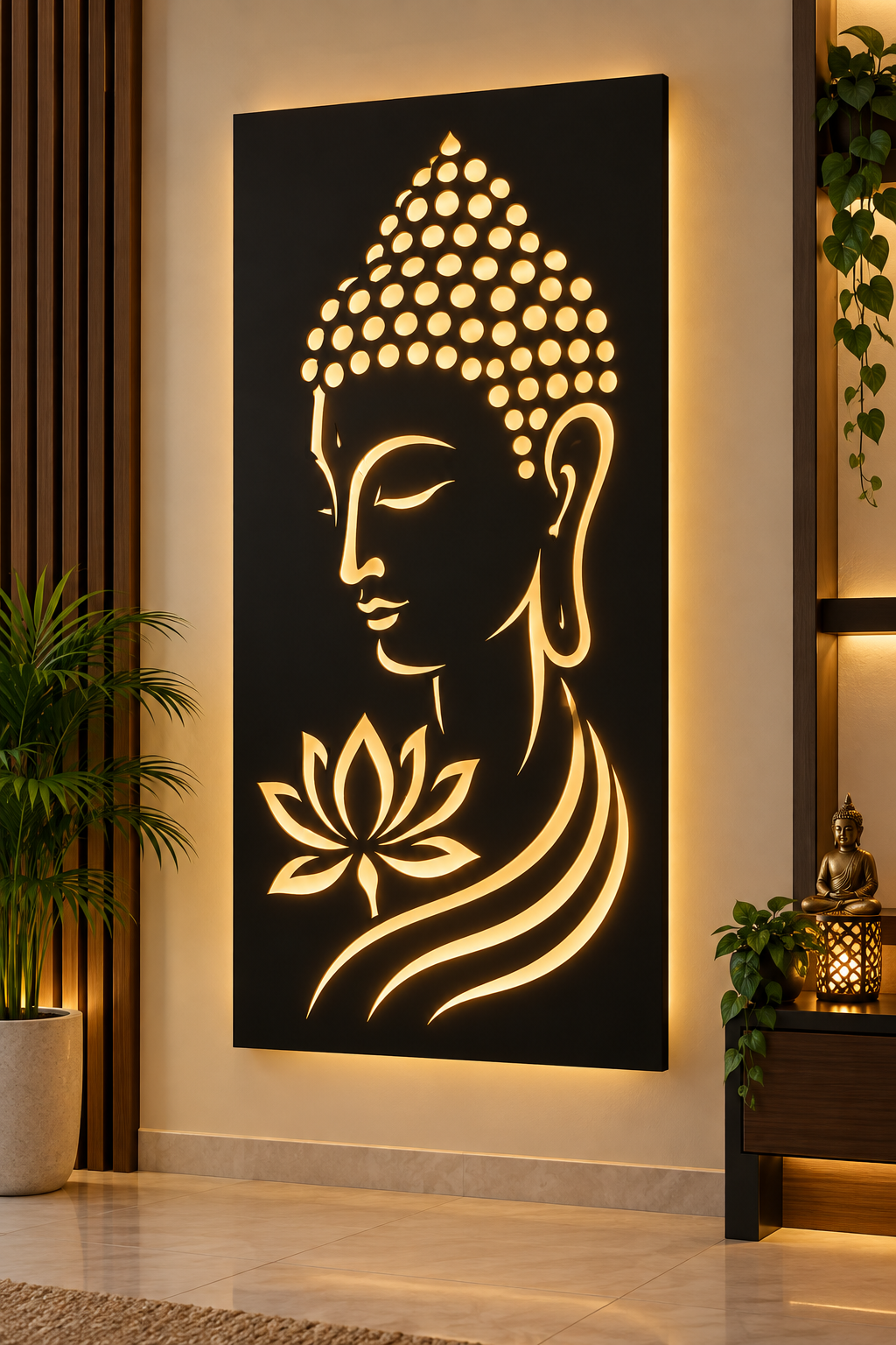Buddha Lotus Mandir Wall Art