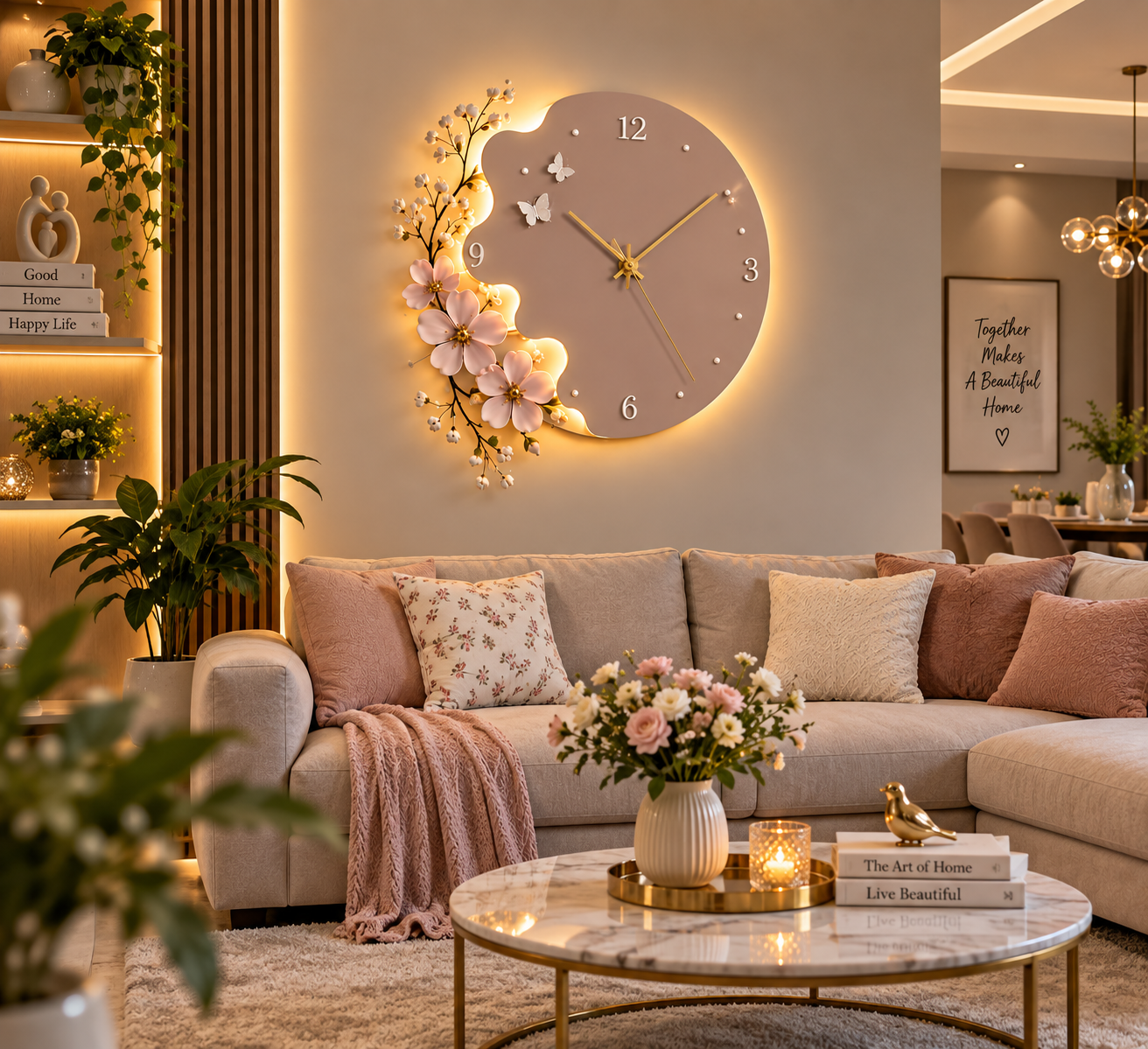 🌸 Elegant Floral Designer Wall Clock