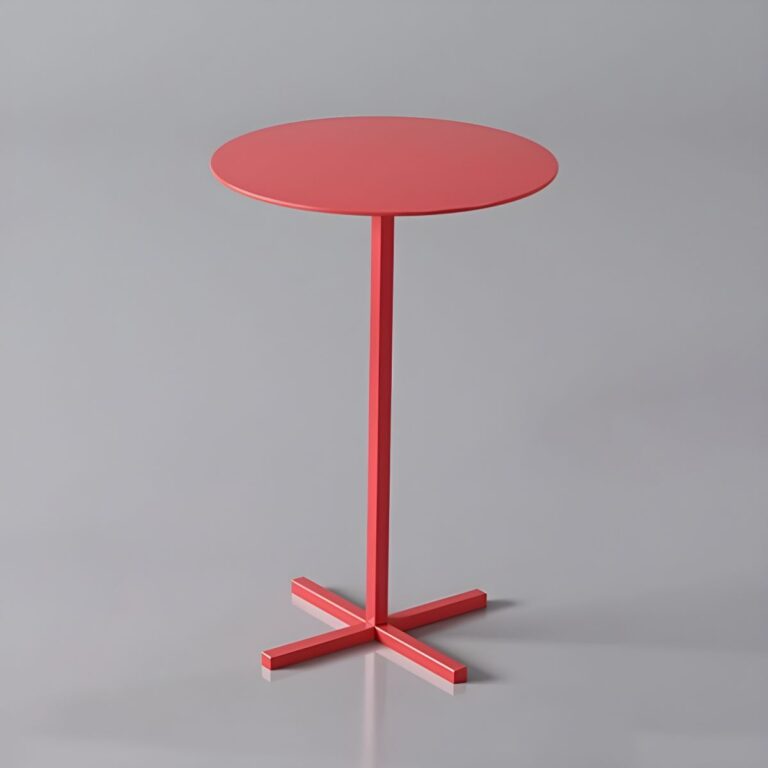 Scandinavian round metal side table with plinth base, standard height
