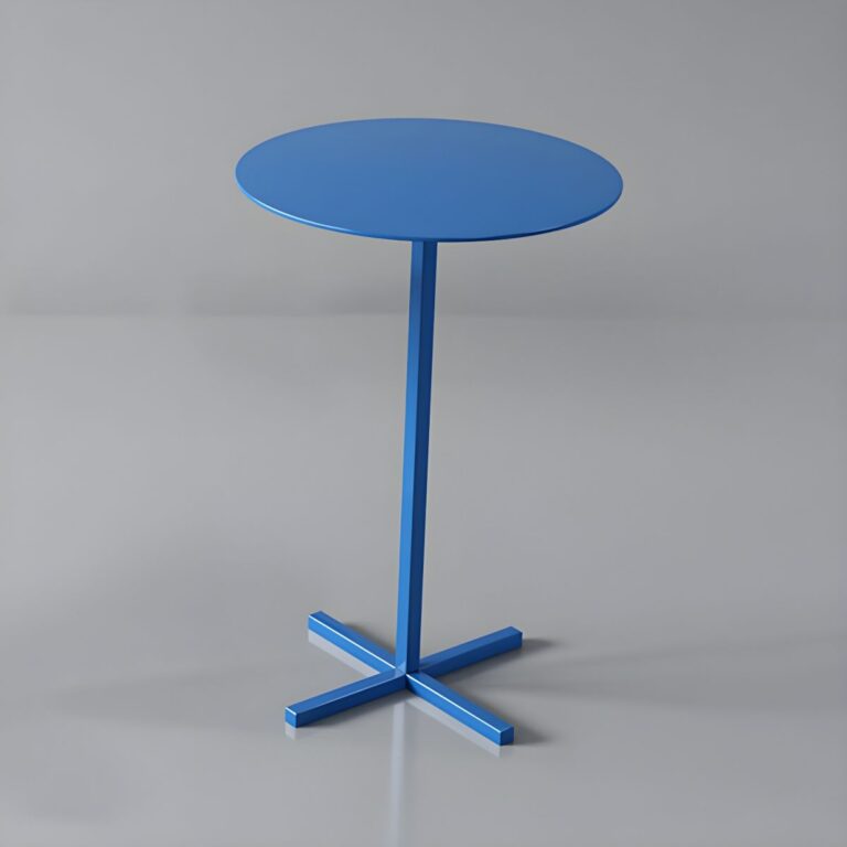 Scandinavian round metal side table with plinth base, standard height
