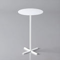 Scandinavian round metal side table with plinth base, standard height
