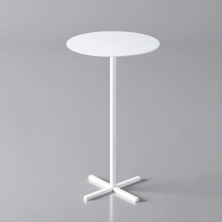 Scandinavian round metal side table with plinth base, standard height