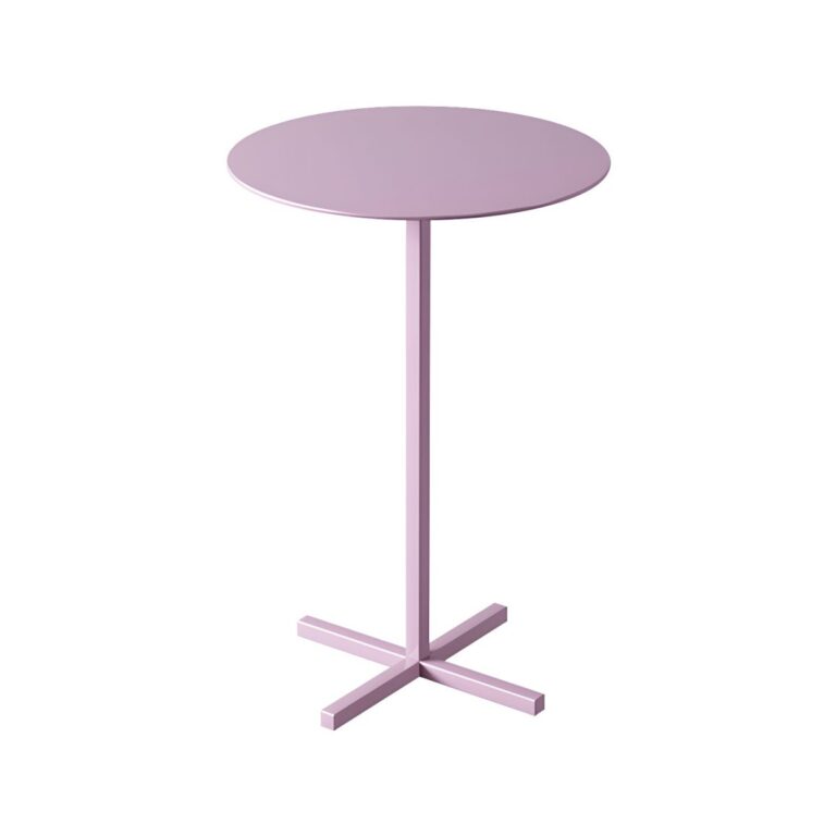 Scandinavian round metal side table with plinth base, standard height